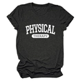Detail of Physical Therapy text print on charcoal grey cotton short sleeve T-shirt - Heather Gray (White Font)