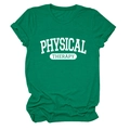 Detailed flat lay of a forest green cotton T-shirt featuring white Physical Therapy print - Dark Green (White Font)