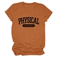 Detailed view of ginger orange physical therapy letter print cotton t-shirt for women - Burnt Orange (Black Font)