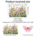 Statischer Fensteraufkleber mit bunten Blumen und Schmetterlingen, Größe 40x30cm, Wohndekoration - Bunte Blumen Schmetterlinge (DJ8711-KL) / 30x40cm