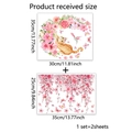 Detailed dimensions of cat and pink floral bathroom wall stickers in a 2-sheet set - Cherry Blossom Cat Combo (MS3224-YJ+MS3123-YL) / 30x35cm+25x35cm