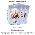 3D triptiek muurstickers met 3 marmeren vazen en roze lelie bloemenkunst stickers - 30x45cm (Set van 3)