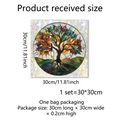 30x30cm colorful tree of life static window cling with rainbow prism texture and bird motifs - 30*30cm