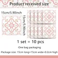 Pink retro geometric floral tile stickers 15x15cm for kitchen and balcony wall decor - 15x15cm (ACZ7522)