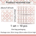 Macro view of 10-piece set pink retro floral wall stickers with 20x20cm dimensions - 20x20cm (ACZ7522)