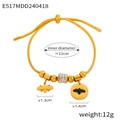 Gold-plated adjustable snake chain bracelet with sparkling rhinestones and bee charms - Double Bee Theme Style (E517)