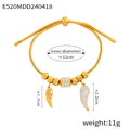 Gold angel wing snake chain bracelet with adjustable slider and rhinestone beads - Angel Wings Style (E520)