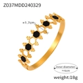 Bracciale geometrico dorato con intarsio nero e trifoglio in motivo a nido d'ape - Nido d'Ape Cavo Acrilico Nero (Z037) / Oro