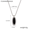 Vintage oval black stone necklace with silver box chain, 2.4cm pendant length - Oval Pendant (P1964) / Steel Black Glass