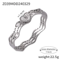 Bracciale geometrico argentato con cuore di cristalli pavé e gemme marquise - Stile Cuore Ondulato Diamante Bianco (Z039) / Color Acciaio