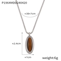 Vintage 18k gold plated oval tiger eye stone pendant with square box chain necklace - Oval Pendant (P1964) / Steel Tiger Eye