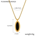 Vintage 18k gold plated oval pendant necklace with black natural stone and chain dimensions - Oval Pendant (P1964) / Gold Black Glass