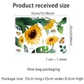 Size chart for sunflower bathroom wall decal showing 35x25cm dimensions and packaging - Sunflower Bee Butterfly Style (MS2395-KQ)