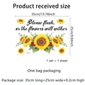 Detail showing 35x25cm sunflower toilet sticker with Please Flush message for bathroom decor - Sunflower Slogan Style (MS2399-KQ)