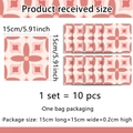 Pack de 10 pegatinas de azulejos florales rosa de 15x15cm para decorar paredes - 15x15cm (Juego de 10)