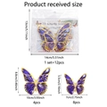 Lot de 12 stickers muraux papillons 3D violets et dorés avec dimensions précises - Style Creux Violet Laser (PY3028-YJ)