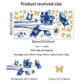 Vinilos decorativos de flores azules y mariposas con dimensiones para decoración hogar - Mariposa Flor Azul (MS2499-KQ)