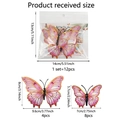 Lot de 12 autocollants muraux papillon 3D roses avec détails dorés pour décoration - Style Dégradé Rose et Violet (PY3022)