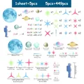 Leuchtende Astronauten Wandtattoo Set mit Größenangaben für 449-teiliges Kinderzimmer Dekor - 30*30cm Set mit 5 Blatt