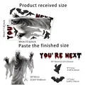 Ghost and bat Halloween wall stickers set with size guide and layout dimensions - Ghost Bat Set (ATW7026-YC)