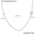 Collar religioso de acero plateado con colgante de cruz y medalla de San Benito - Collar de Plata