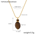 Tiger eye stone geometric pendant necklace with titanium steel gold-plated bead chain - Tiger's Eye Necklace (TXP041-Gold Necklace)