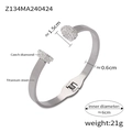 Bracelet jonc ouvert en acier titane plaqué or avec accents en diamants tchèques - Style de Diamant Tchèque à Bracelet Ouvert (Z134-Bracelet Argent)