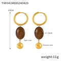 Maillard vintage tiger's-eye geometric earrings in 18k gold plated titanium steel - Tiger's Eye Earrings (TXF041-Gold Earrings)