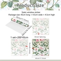 Detail view of floral window film with dimensions and direct splicing instructions - 45x100cm (XC3035-YL)