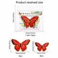 12-piece orange 3D butterfly wall stickers set with size guide and installation manual - Red Black and Gold Edge Style (PY3034)