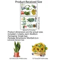 Size chart for sunflower and green plant wall stickers showing detailed dimensions for decor - Watercolor Plant Pot Style (DJ5100-ZZ)