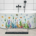 Marine life wall stickers with colorful sea fish, seahorse and coral for bathroom decor - Undersea World Style (MS7589-NL)