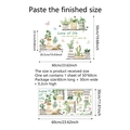 Detailed view of creative potted plants and birds wall sticker with layout and size specs - Watercolor Potted Plants And Birds (CT6082-ZY)