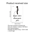 Detailed size specifications for a glow-in-the-dark humor bathroom sticker 30x20cm - Single Sheet (YCG6049-NL) / Luminous