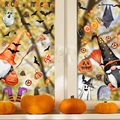 Halloween Fensteraufkleber mit Gnomen, Geistern, Fledermäusen und Kürbissen für Deko - Geist Fledermaus Zwerg Stil (DJ7028) / 3 Stück/Packung (20*30cm)