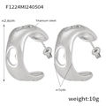 Pendientes en C de acero de titanio plateado pulido con diseño de corazón y altura 2,6cm - Estilo Corazón Hueco (F1224) / Color Acero