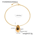 Halskette aus titan-stahl mit 18k vergoldung und tropfenförmigem schwarzem achat - Goldfarbene Schlangenkette Modell