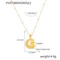 Collana luna dorata con rilievo della Vergine Maria e pietre di diamante ceco - Collana Oro