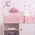 Stickers muraux fleurs de cerisier roses et papillons pour chambre de fille décor - Style Papillon Rose Fleurs de Cerisier (MS3178-YJ) / 30x90cm