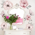 Stickers muraux rétro français fleurs roses et papillons pour décoration de chambre - Fleurs Roses et Papillons (BM6101-ZY)