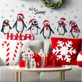 Christmas penguin wall stickers with snowflakes for festive living room decoration - Penguin Snowflake Christmas Style (MS4418-ZC) (30*90CM)