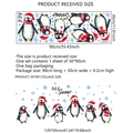 Kerst pinguïn muurstickers set met let it snow tekst en winter sneeuwvlok elementen - 30*90cm