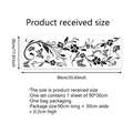 Detailed dimensions of 90x30cm black floral butterfly wall sticker in a single sheet - Elegant Butterfly Vine Style (MS7579-NL) / 30x90cm