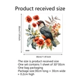 Dimensiones detalladas del vinilo decorativo 30x30cm con pájaro y flores - Estilo de Pájaro Cantor Flor Roja y Hoja Verde (MS7582) / 30*30cm