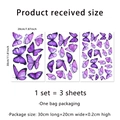 Lot de 3 stickers muraux papillon violet mesurant 20x30cm chacun pour déco intérieure - Style Papillon Violet (MS7406) / Violet