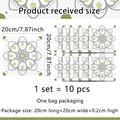Pack de 10 pegatinas de azulejos vintage con diseño mandala gris y blanco, 20x20cm - Patrón de Mandala Grande (ACZ2001-KQ)