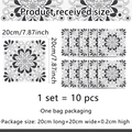 Pack de 10 pegatinas de azulejos 20x20cm con motivos de mandalas negros y blancos - Versión Grande