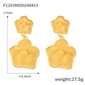 Boucles d'oreilles fleurs évidées dorées en acier avec dimensions et poids précis - Style Fleur Radiale à Double Couche (F1293) / Or
