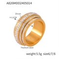 Επίχρυσο δαχτυλίδι από τιτάνιο με πέντε σειρές ζιργκόν σε φαρδύ σχέδιο - US 6 / Στυλ Πολυεπίπεδη Αστερόσκονη (A826)