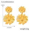 Boucles d'oreilles tournesol dorées, design double fleur creuse et texture martelée - Style Goutte Double Tournesol (F1311) / Or